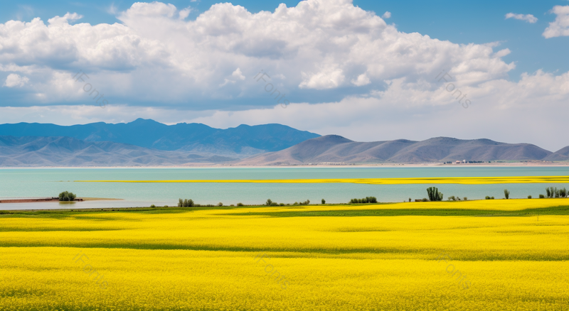 青海湖风光阳光花海生机勃勃,高清,摄影图,摄影图片,图片大全,摄影图免费下载